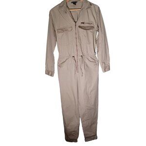 H&M Boiler Suit Womens 8 Beige Coverall Jumpsuit Utility Relaxed Gorpcore